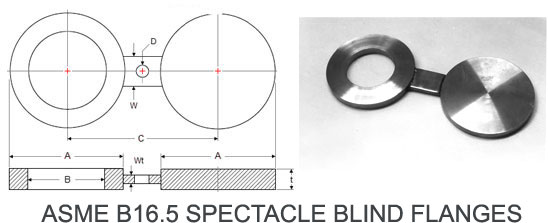 spectacle blinds flanges dimensions